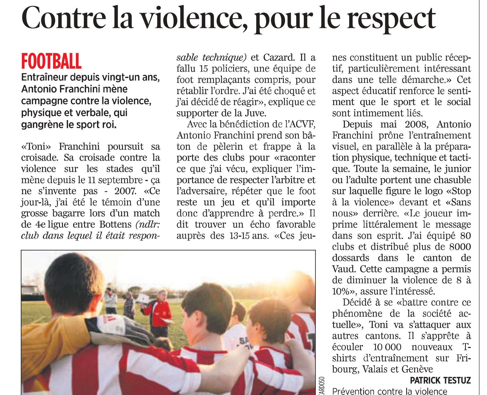 Coupure de presse : Contre la violence, pour le respect